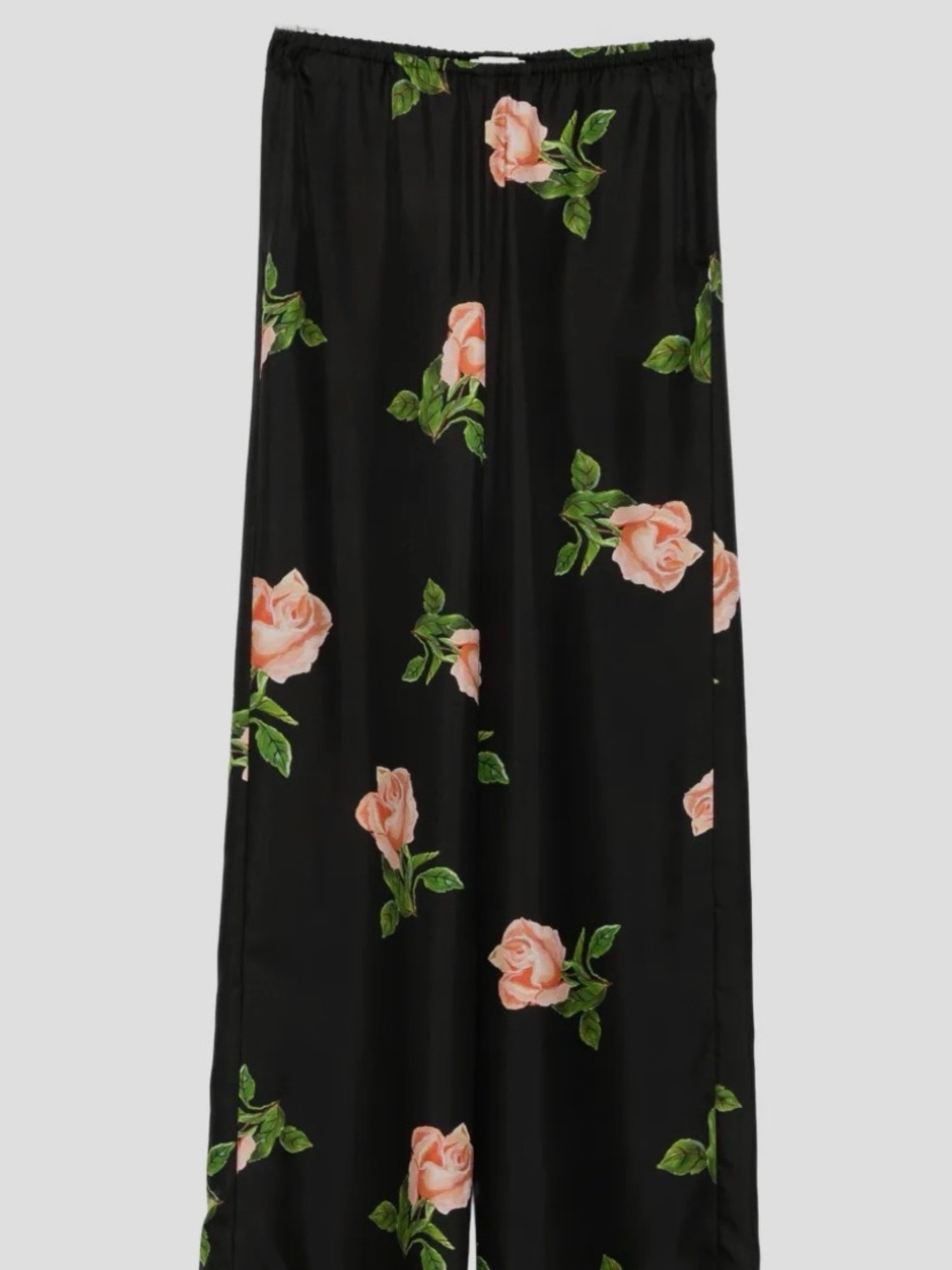 Reformation Black Maxi Skirt with Blush Rose Print
